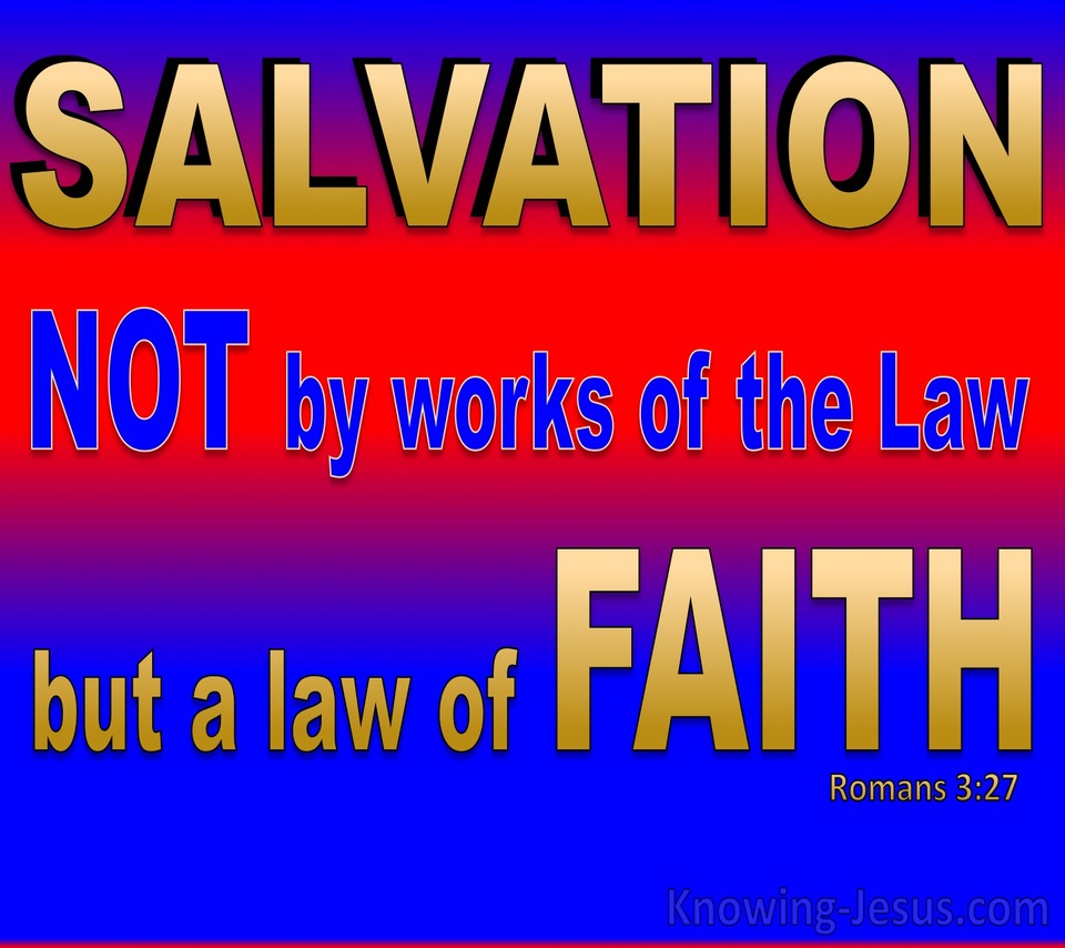 Romans 3:27 Not Of Word But Faith (red)